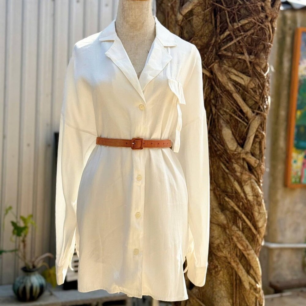 Chic White Shirt Dress Classic Button Down